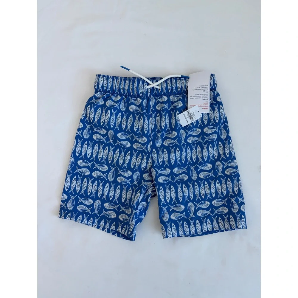 Old Navy Boys Blue White Fish Print Swim Trunks UPF 50 Size 5T NEW
